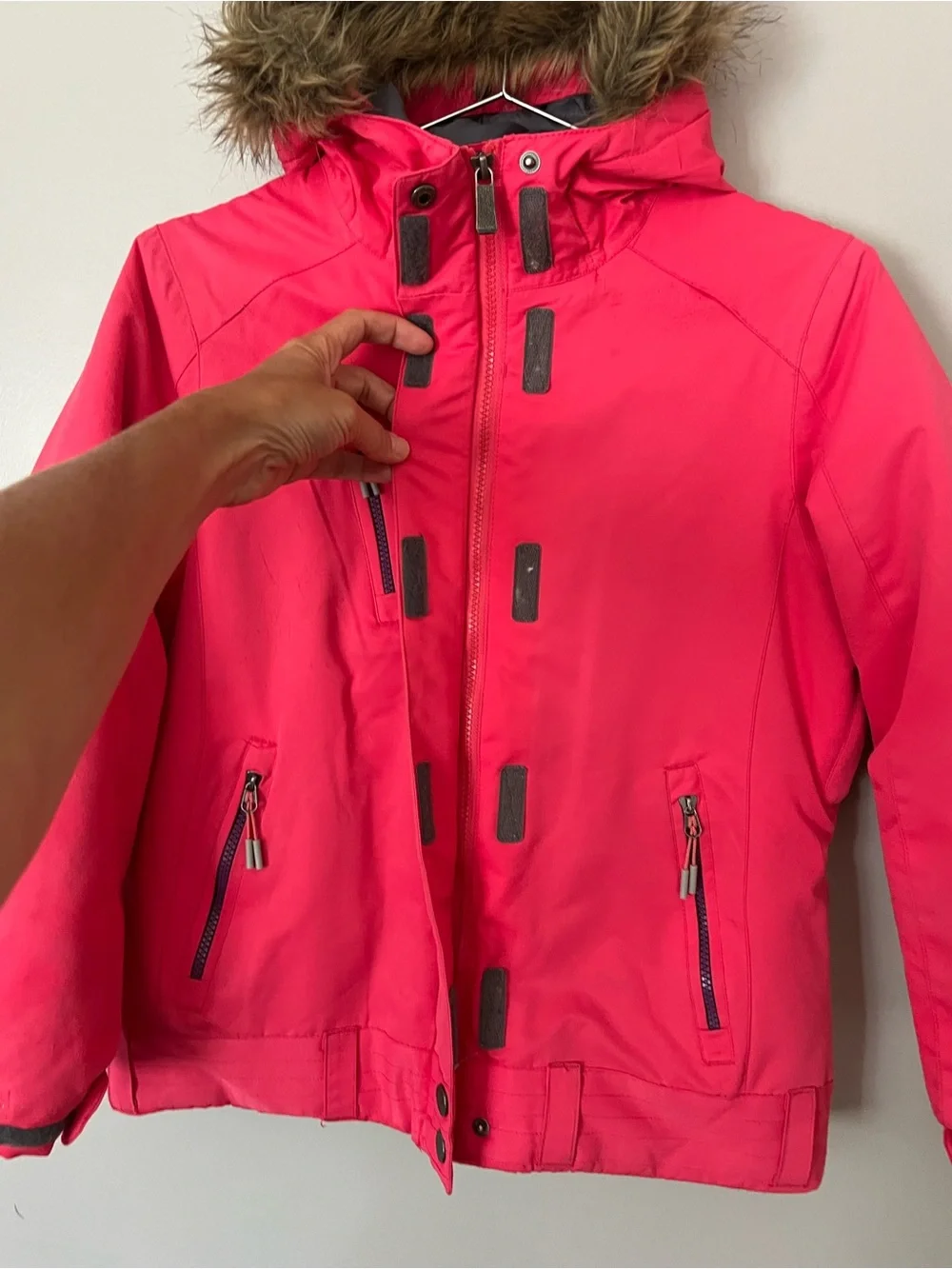 Firefly Girls Pink Ski Jacket Medium 10/12 Fur Hood Winter Coat